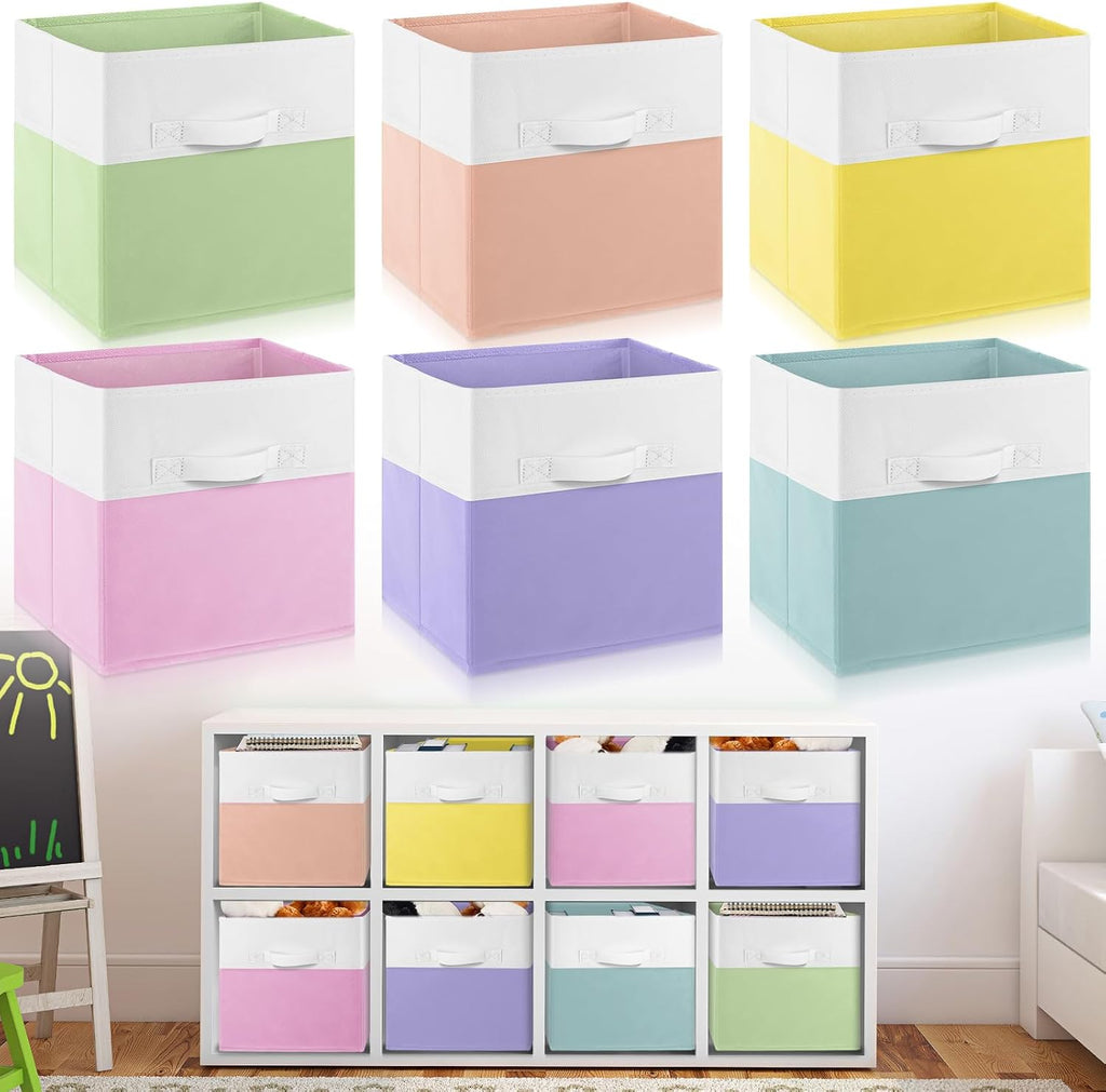 Yinder 6 Pcs Cube Storage Bin Macaron Color 10.5''x10.5''x11'' Storage Cube
