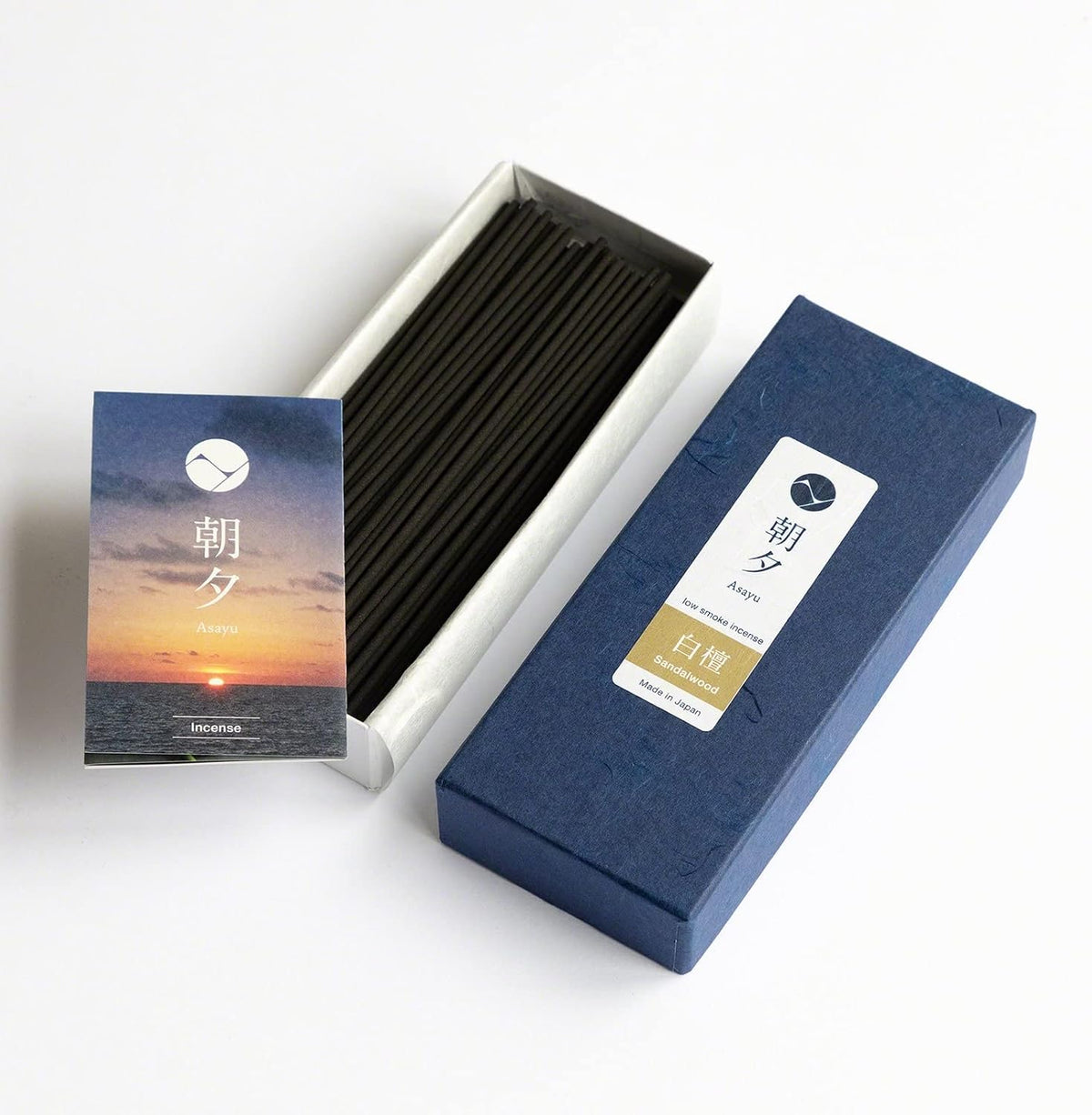 Asayu Japan Sandalwood Incense Gift Set with Navy Blue Lotus Holder