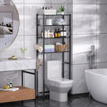 samstar 4 Tier Over The Toilet Storage Rack, Bathroom Organizer Shelves Cabinet Above Toilet, with Adjustable Height Freestanding Shelf Space Saver, Black