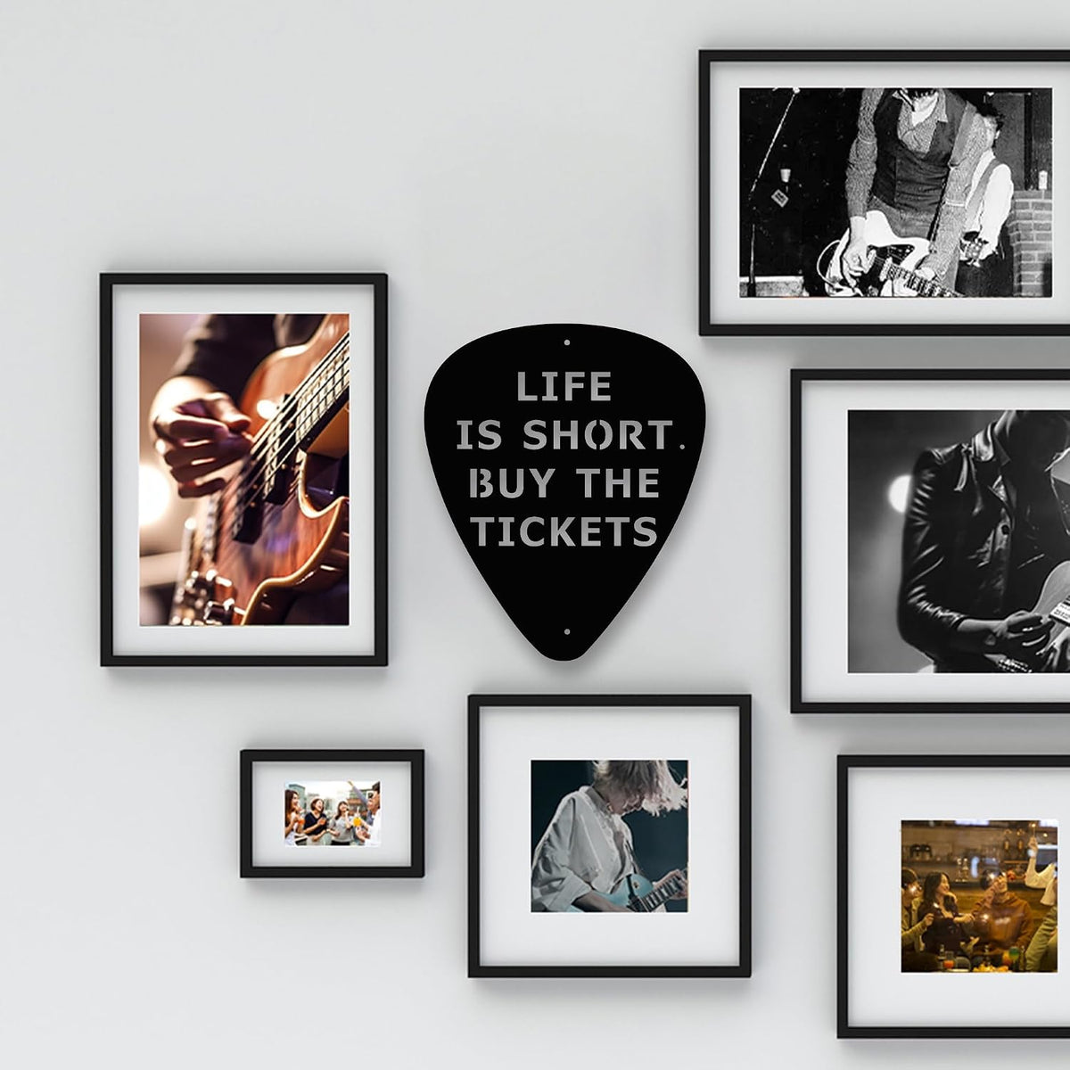Rajukit Metal Guitar Pick Wall Art,Black,Rustproof, 11.8 * 9.8 Inches