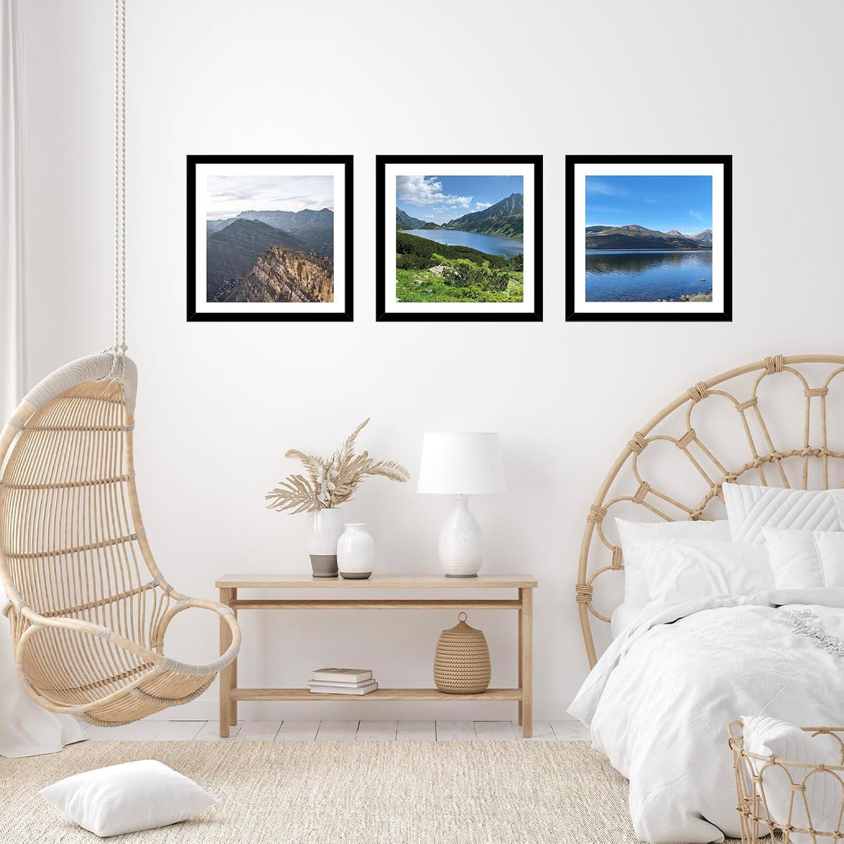 JCJMY 12x12 Picture Frame Set of 3 Black with 10x10 Mat for 30 x 30cm Diamond Art Painting, Display Photo 12 x 12 Without Mat, Wall Hanging Large Frame with Plexiglass, 3 Pack