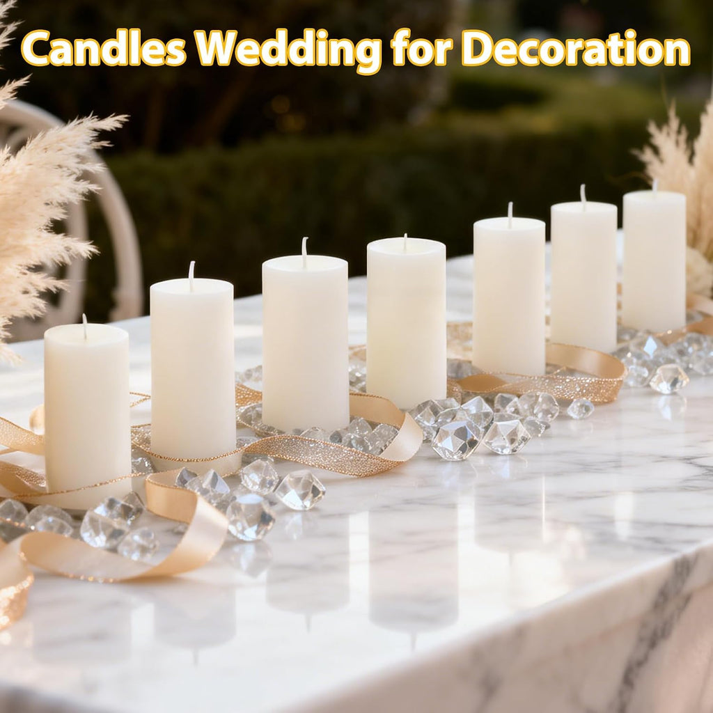 12 Pack 2 x 8 Inch Unscented White Pillar Candles, Dripless Smokeless Clean Burning Cylinder Candles for Wedding, Home Decor, Church & Emergency Lighting