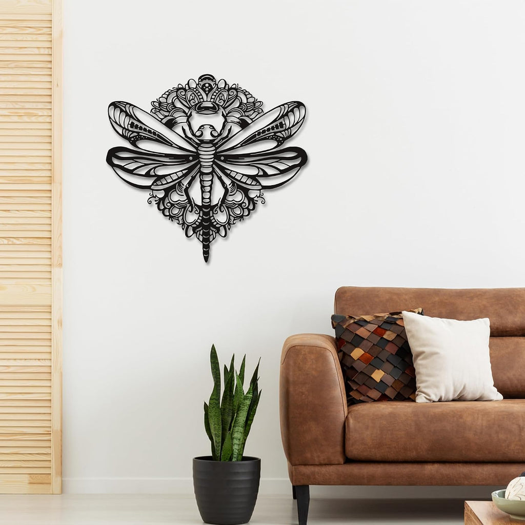 Rajukit Floral Dragonfly Metal Wall Art for Patio Garden