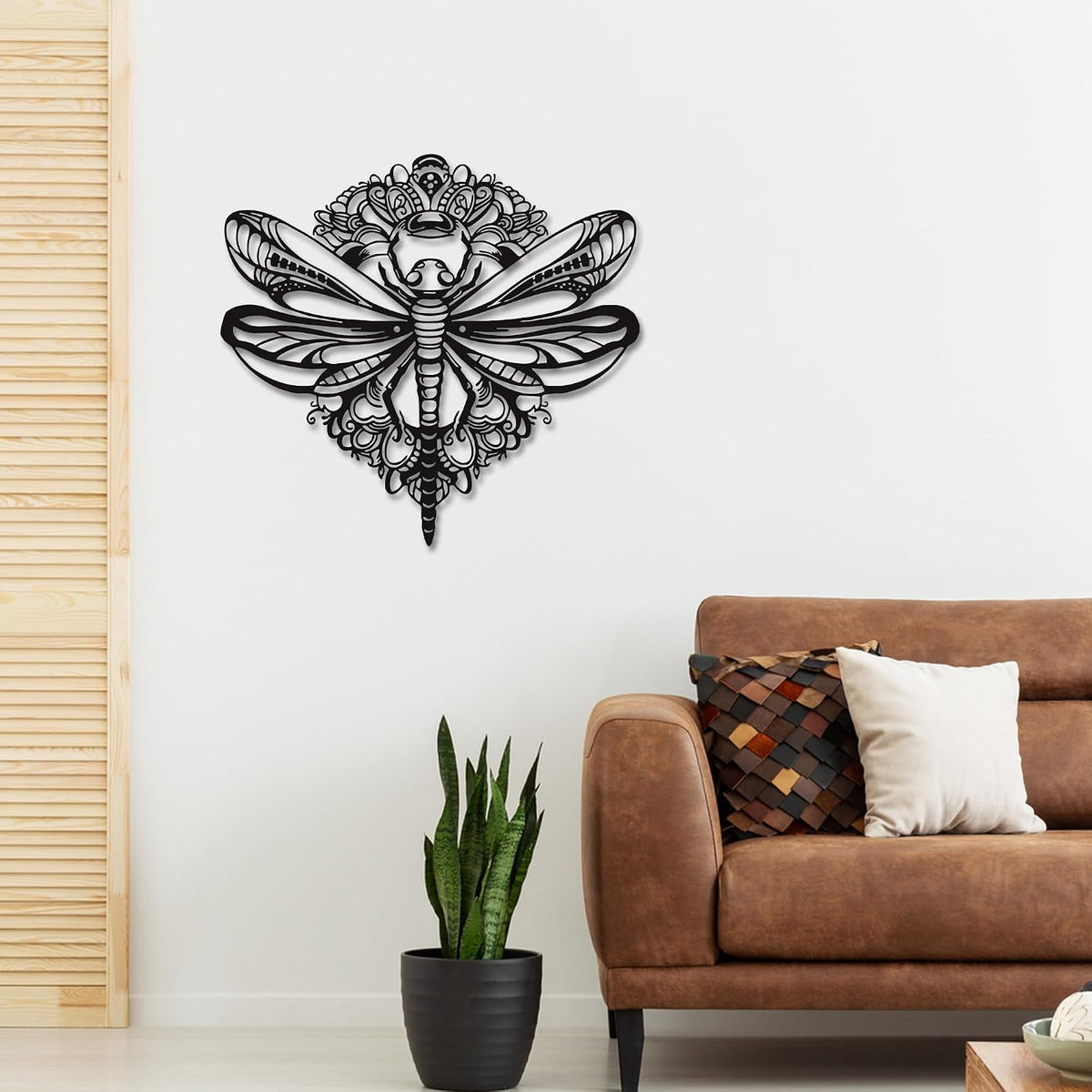 Rajukit Floral Dragonfly Metal Wall Art for Patio Garden