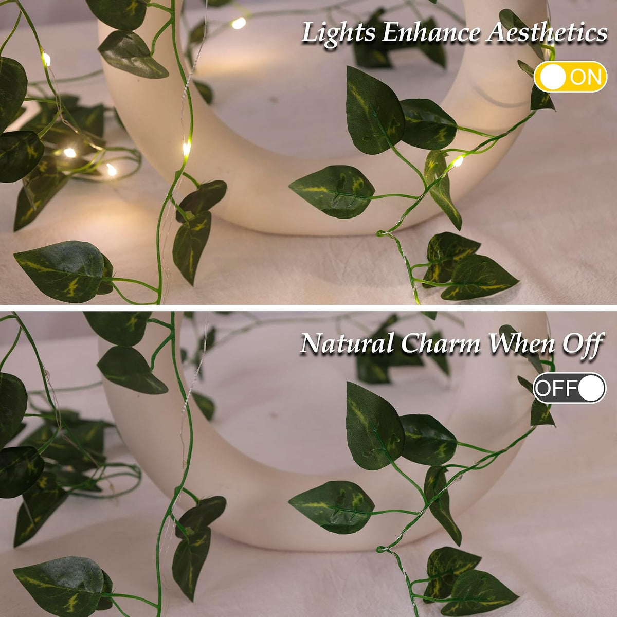 Vine Fairy Lights, 6.5FT 40 LEDs Pothos String Lights Indoor, 2 Pack
