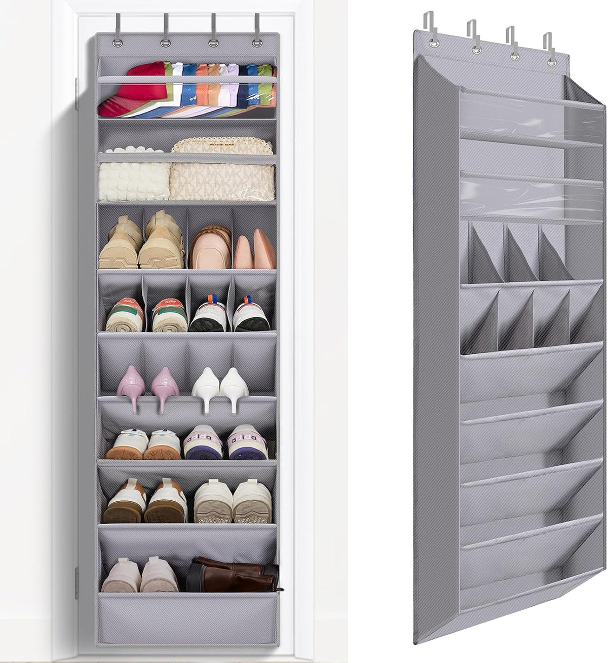 1 Pack Over The Door Shoe Organizer, 8 Shelves Hanging Shoe Organizers,