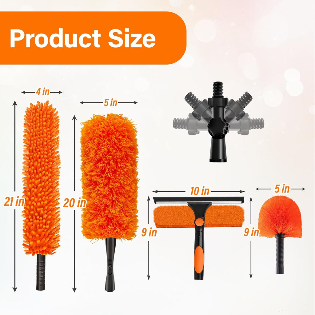 26FT High Reach Duster with Extension Pole 5-20FT, 4-in-1 Cleaning Kit