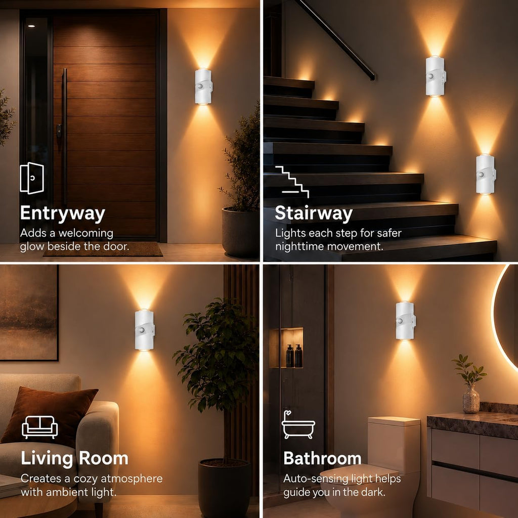 2 Pack Motion Sensor Night Lights, 8 Colors, Magnetic, 3 Modes