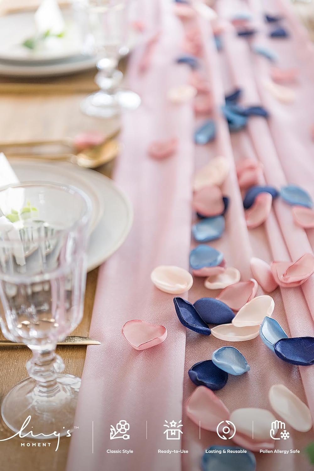 Ling's moment Silk Rose Petals, Dusty Rose Navy Blue, 200pcs