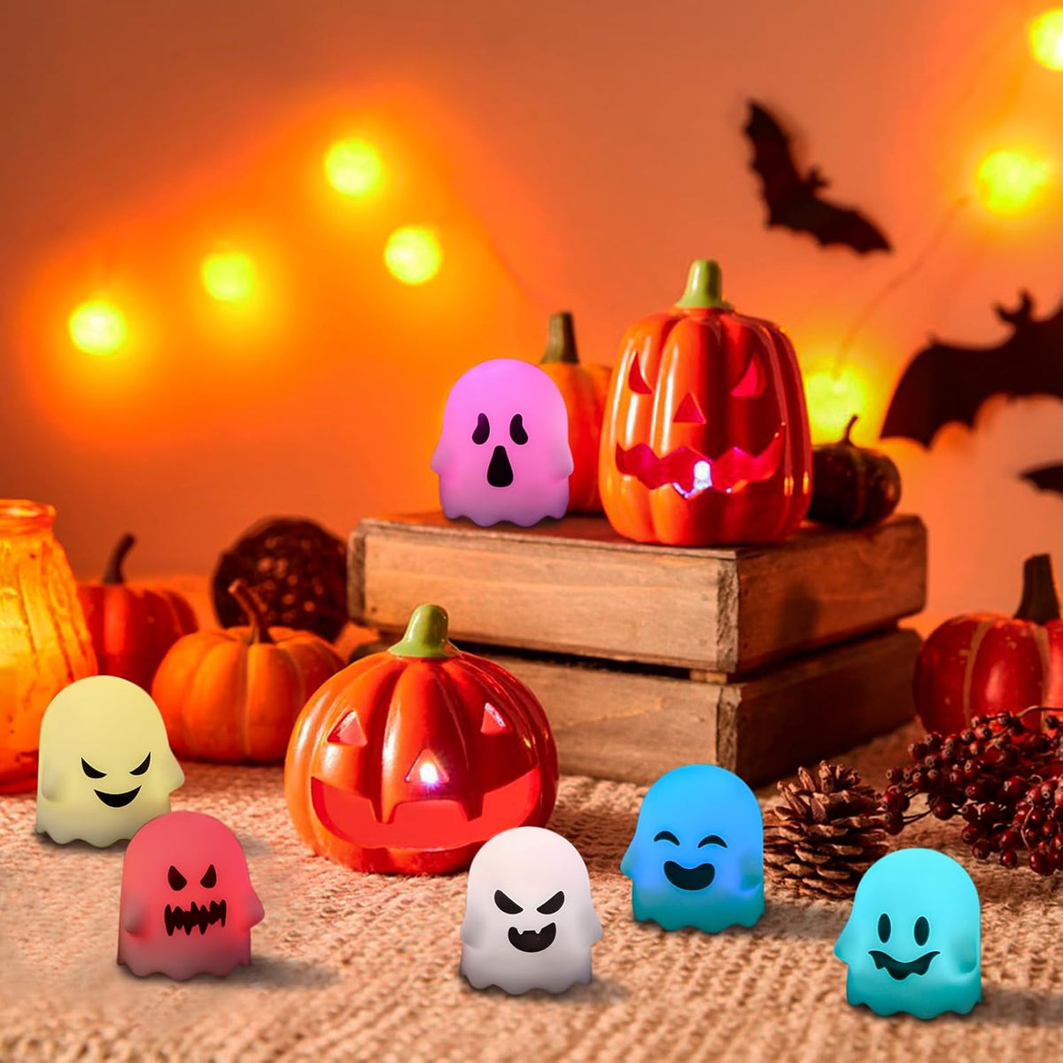 Wondise Halloween Flameless Ghost Candles with Remote and Timer