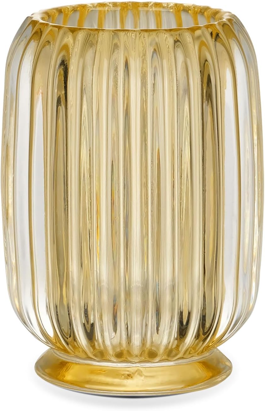 VanEnjoy Clear Yellow Toothbrush Cup Glass Toothbrush Holder for Bathroom, Unique Toothbrush Holder
