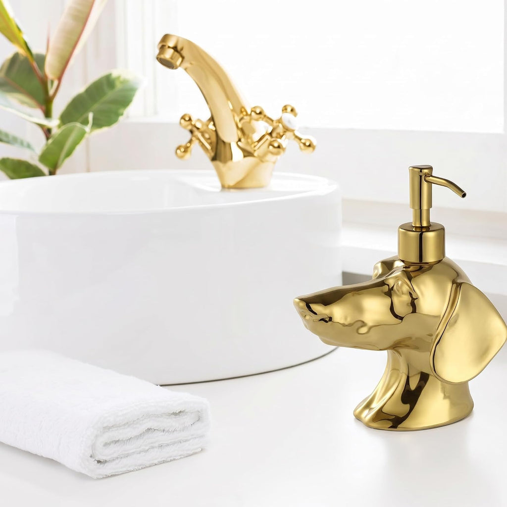 Gold Dachshund Hand Soap Dispenser Lotion Diapenser Dog Lover Gift