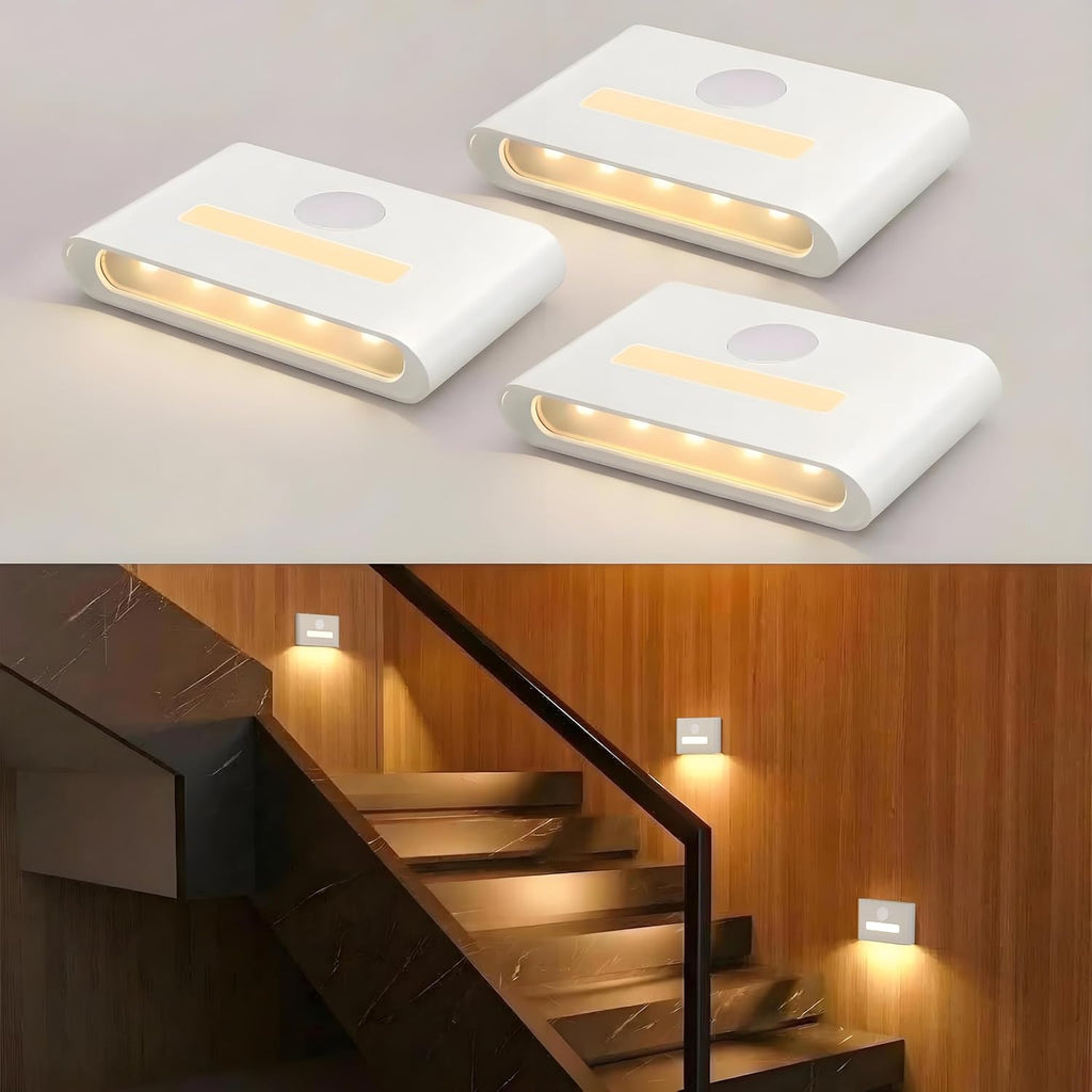 WOBSION Rechargeable Motion Sensor Stair Lights, Stick-On Wall Light
