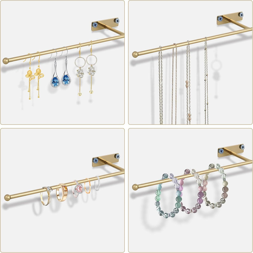 2-Pack Wall Hanging Jewelry Organizer, 14.5" Necklace Holder, Gold