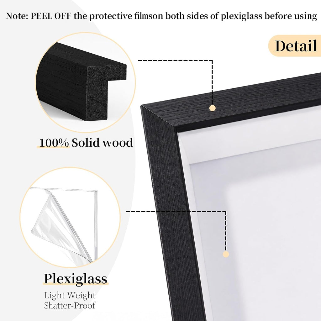 Shadow Box Frame 8"x 10" - 4 Pack Wood Deep Shadowbox with Glass