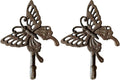 Rustic Butterfly-Shaped Decorative Wall Hook Rack Hangers for Hanging Clothes, Coats, Towels, Keys, and Hats, 2-Pack Antique Cast Iron Mounted Wall Hooks