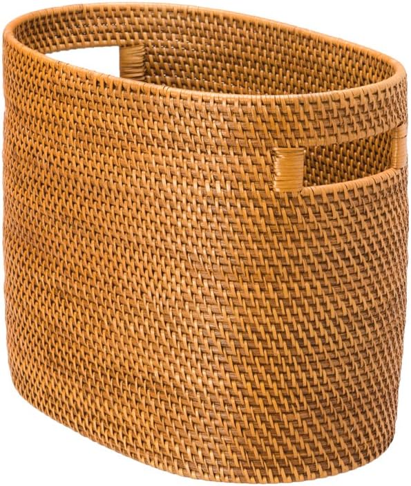 Kouboo Laguna Rattan Magazine Basket, Woven Book Organizer, Honey Brown