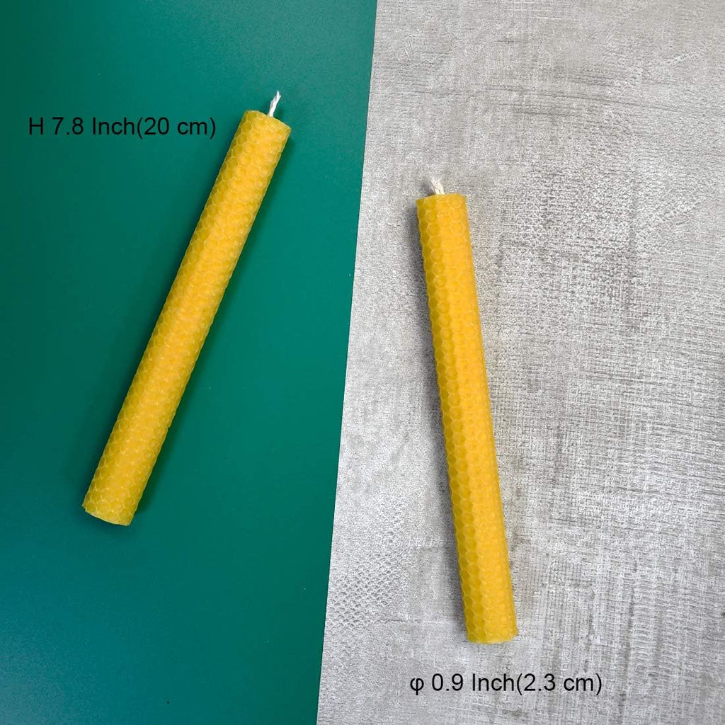 TELOSMA Hand Rolled Beeswax Taper Candles, Natural Yellow, 8 Inch, 12 Pack