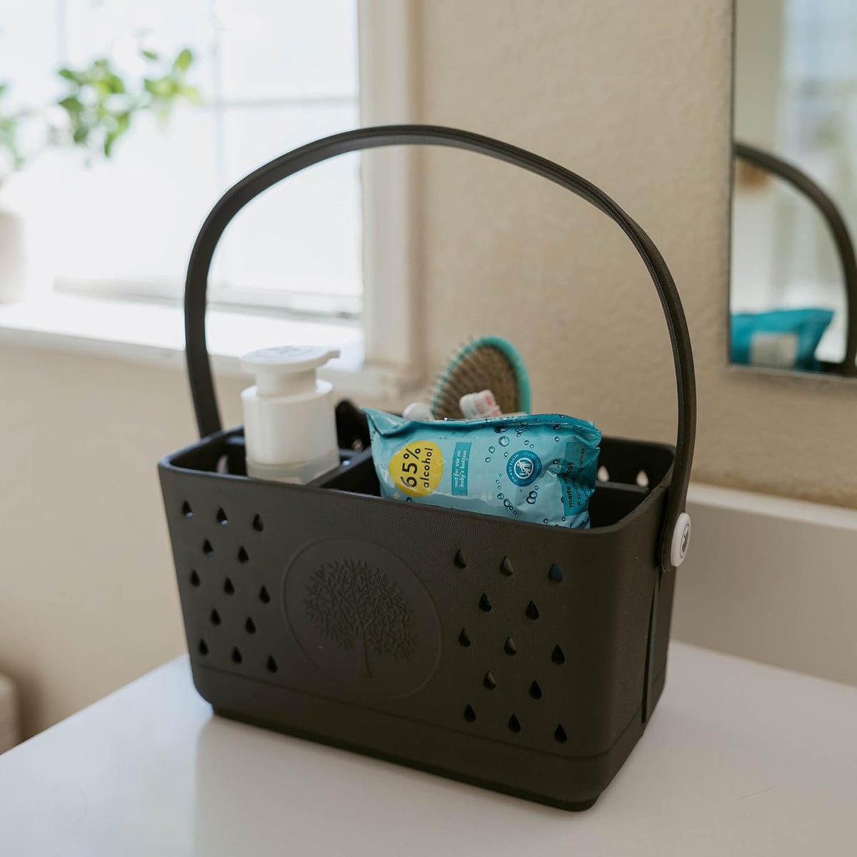 Parker Baby Co. Quick-Dry Bath Caddy Organizer with Handle - Smoke, Regular