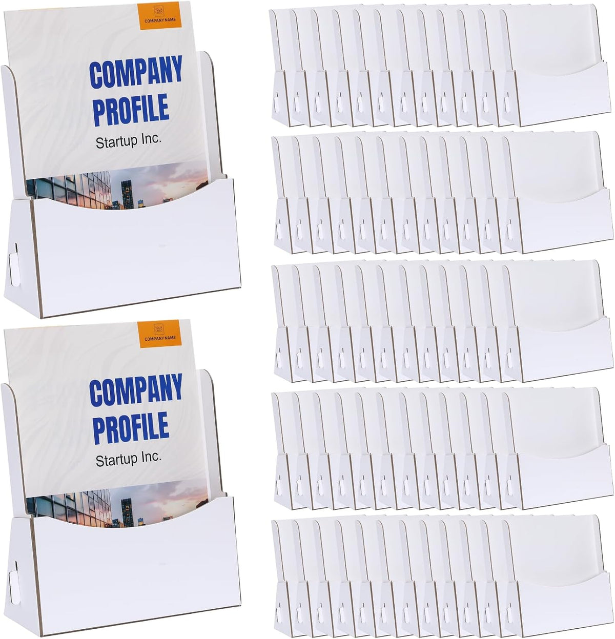 50 Count Corrugated Trifold Brochure Holder 8.5x11 Inch, Rack Card Holder Literature Paper Flyer Display Stand Bookmark Display for Magazine, Pamphlet, Booklets, Menu, Offices