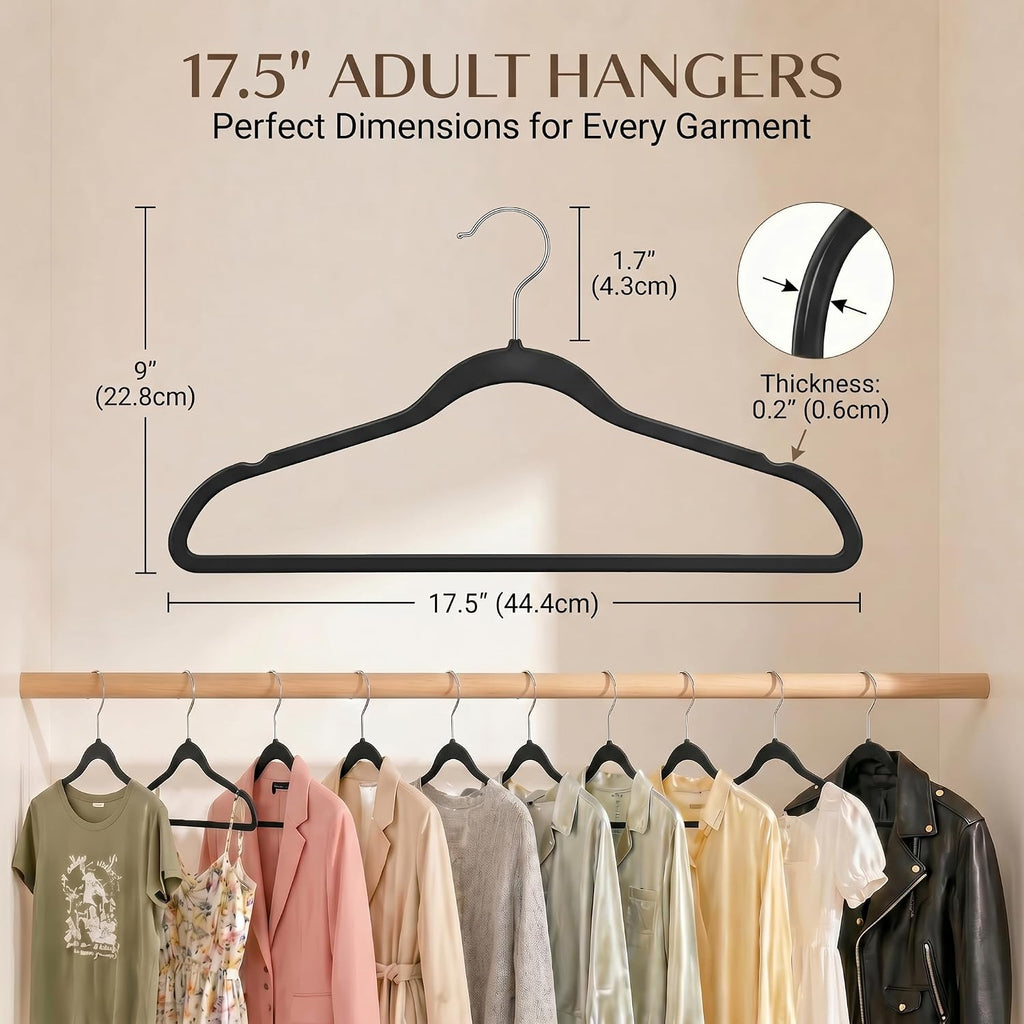 SMARTOR Plastic Hangers 20 Pack - Thin Hangers for Space Saving - Black