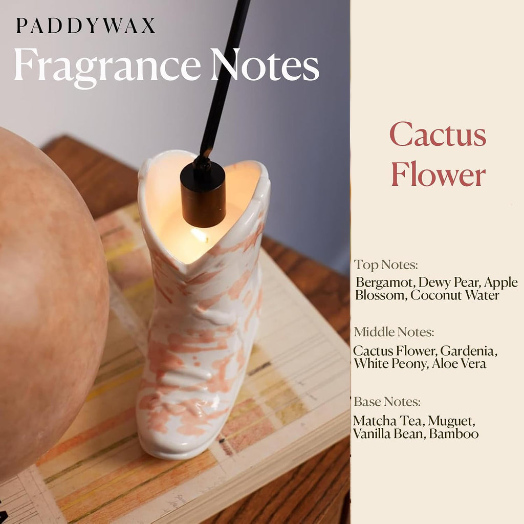 Paddywax Nashville Cowboy Boot Soy Wax Candle, Cactus Flower, 6 oz