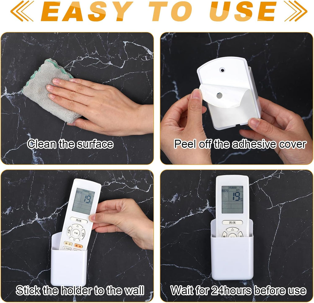CroBlissful 12 Pcs Remote Control Holder Wall Mount Self Adhesive, White