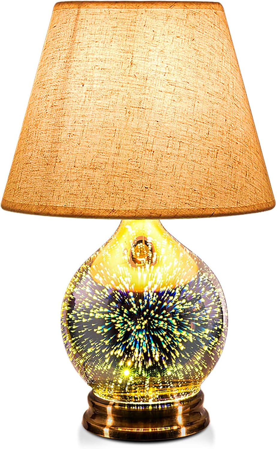 Porseme Table Lamp, Desk Lamp Bulb Included - Modern Lamp with Unique Lampshade, Handmade 3D Effect Glass Base - Perfect Table Lamp in Bedroom, Bedside, Living Room, Office (E12 LED Bulb Included)