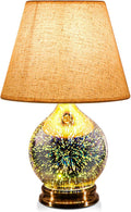 Porseme Table Lamp, Desk Lamp Bulb Included - Modern Lamp with Unique Lampshade, Handmade 3D Effect Glass Base - Perfect Table Lamp in Bedroom, Bedside, Living Room, Office (E12 LED Bulb Included)
