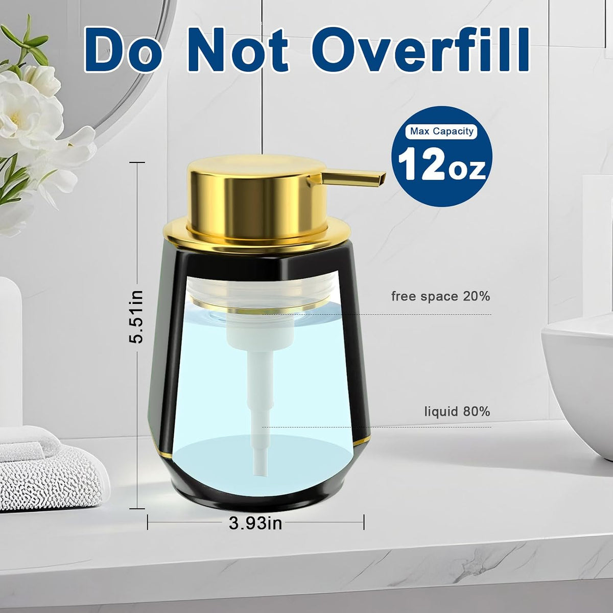 Natheeph Foaming Soap Dispenser 12oz Foam Hand Soap Dispenser Bathroom