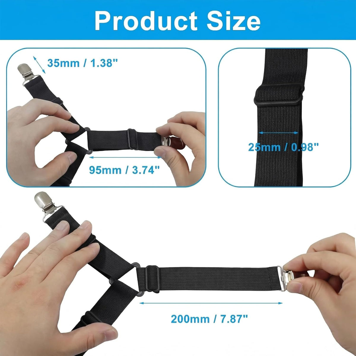 Bonsicoky Adjustable Elastic Straps, Black, 4 Pack