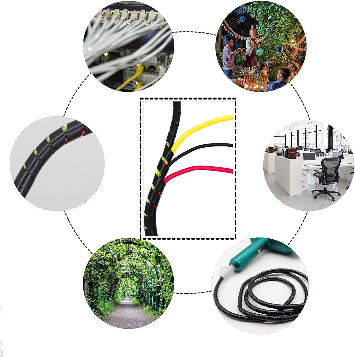 CSZD Spiral Cable Wrap,10ft – 1/4 inch Spiral Wire Wrap Cord Covers Bundle Sleeve Hose for PC TV Computer Electrical Wire Organizer,Tangle Stop Cord Cover and Detangler,Black