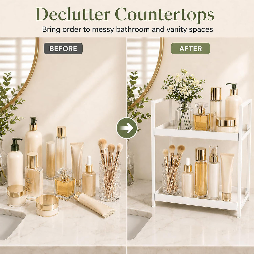 2 Tier Bathroom Counter Shelf Organizer for Skincare Makeup