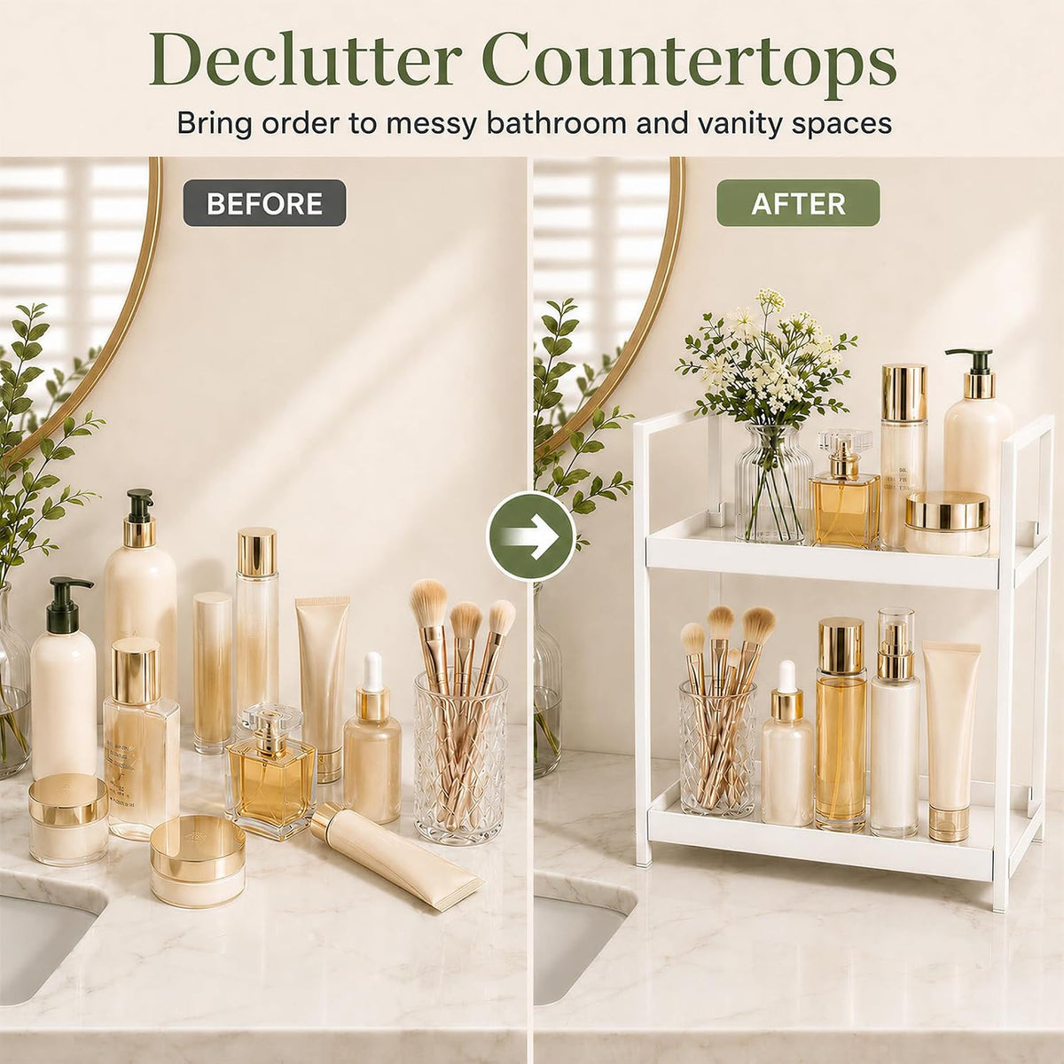2 Tier Bathroom Counter Shelf Organizer for Skincare Makeup