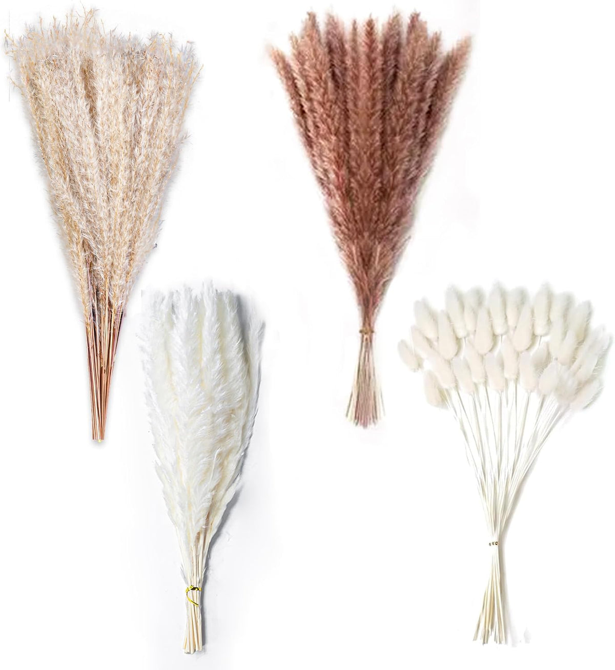 Natural Dried Pampas Grass Decor - 17.5" 130Pcs Fluffy Pampas Grass Bouquet