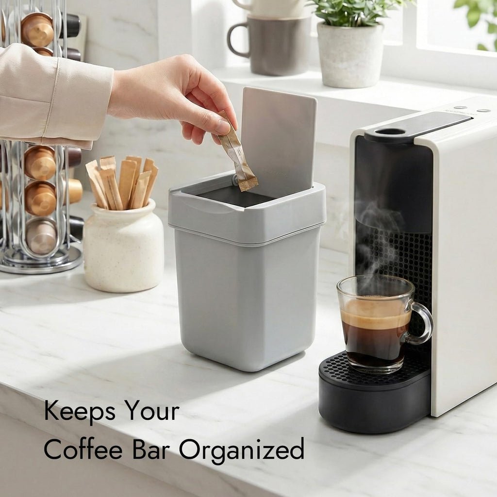 carrotez Coffee Bar Mini Trash Can, 0.5 Gal / 2L - Gray