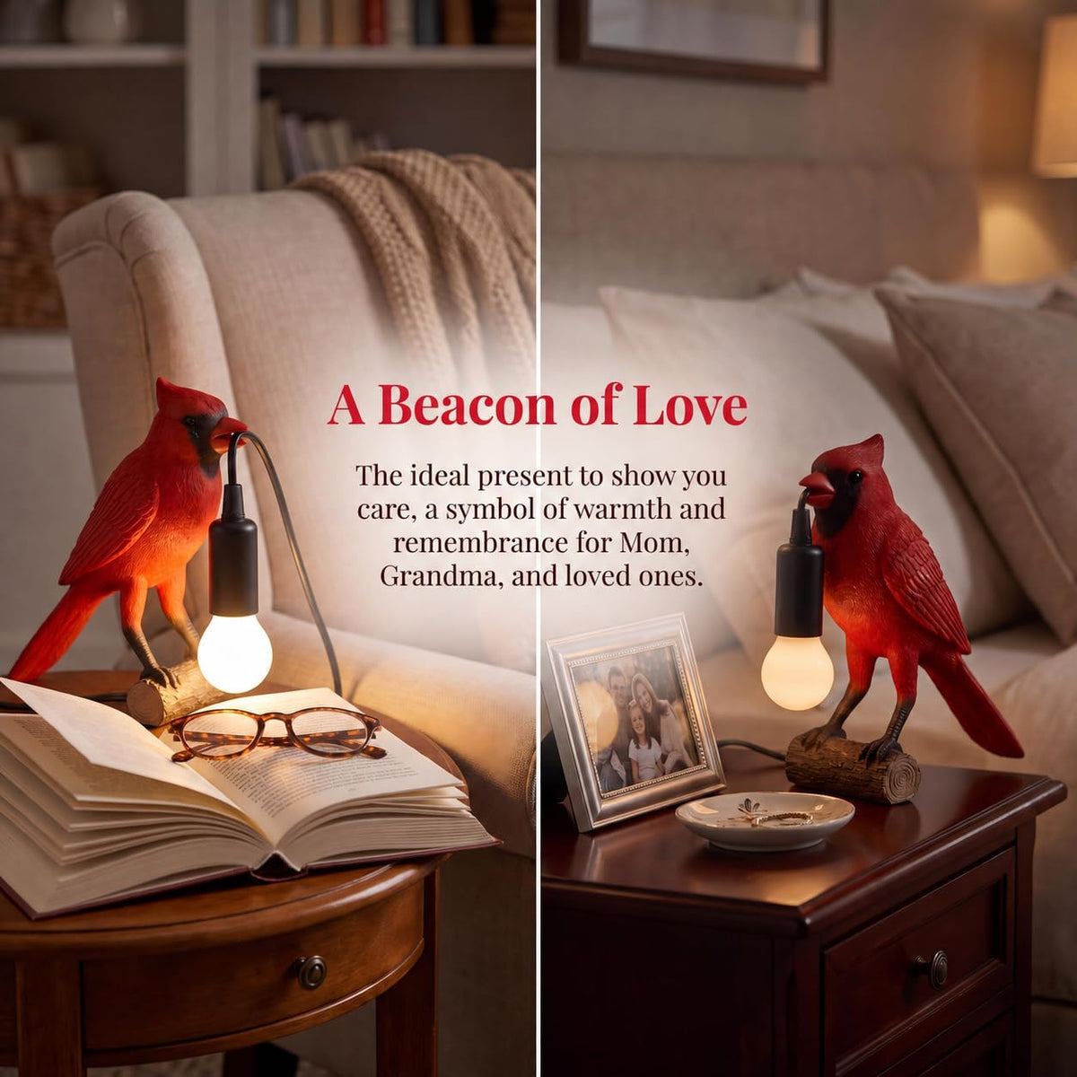 OVANUS Cardinal Lamp, Dimmable Red Cardinal Night Light for Bird Lovers