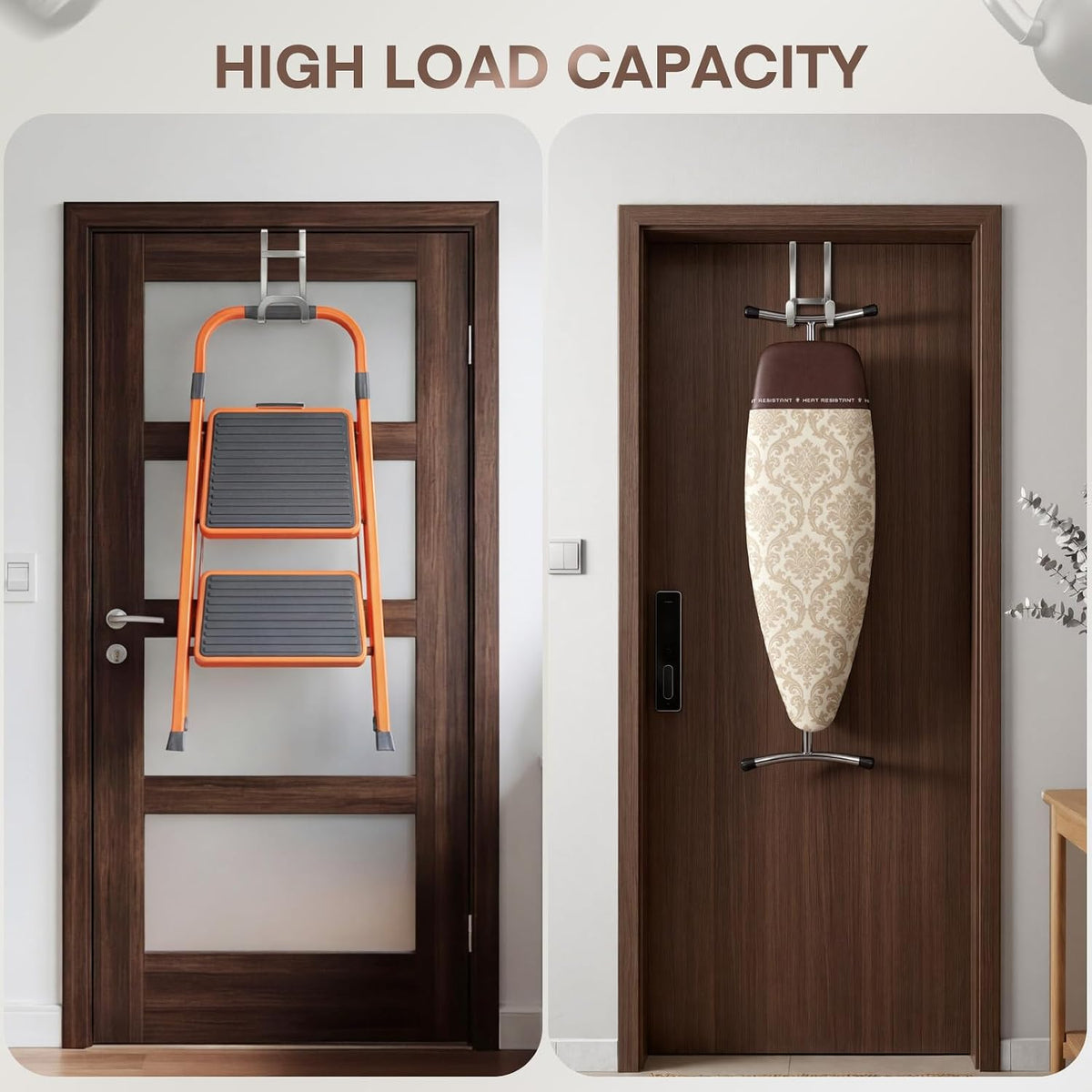 FYY 2 Packs Over The Door Hooks, Heavy Duty Door Hanger Hook, No Drill Wall Hooks for Hanging Coat, Towel, Bag in Bathroom, Closet Fits Most Doors Up to 1-7/8" Thickness （Silver）