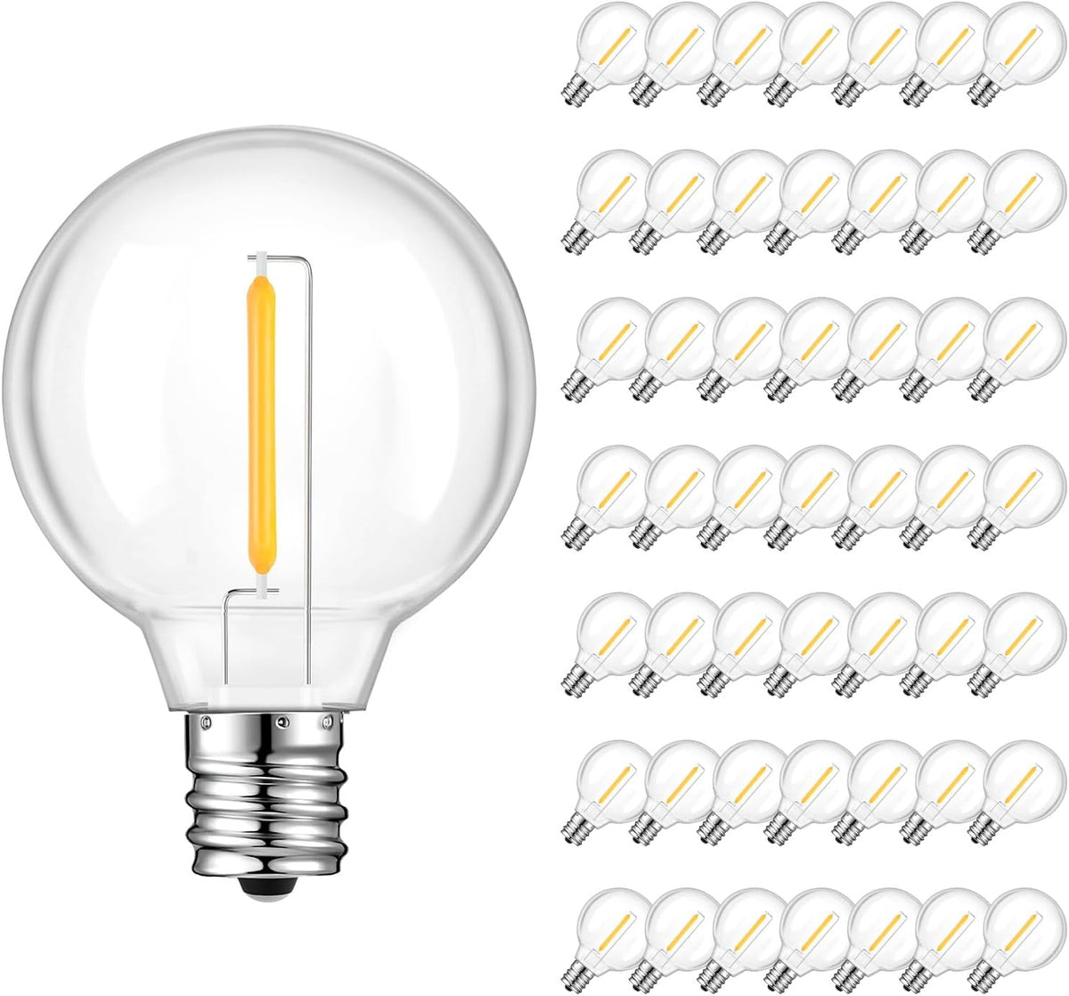 GvvooHome 50 Pack G40 LED Replacement Bulbs Outdoor, Warm White