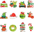 36Pcs Wooden Christmas Hanging Ornaments Set, 12 Styles Retro Cartoon Xmas Tree Decorations, Red Green Classic Color Indoor Home Holiday Decor, Bulk Small Wooden Ornaments for Tree Mantel Party Decor