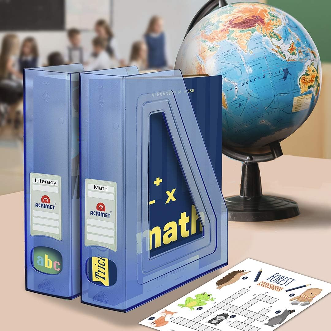 Acrimet Magazine File Holder, Vertical Desk Organizer, Clear Blue, 2 Pack