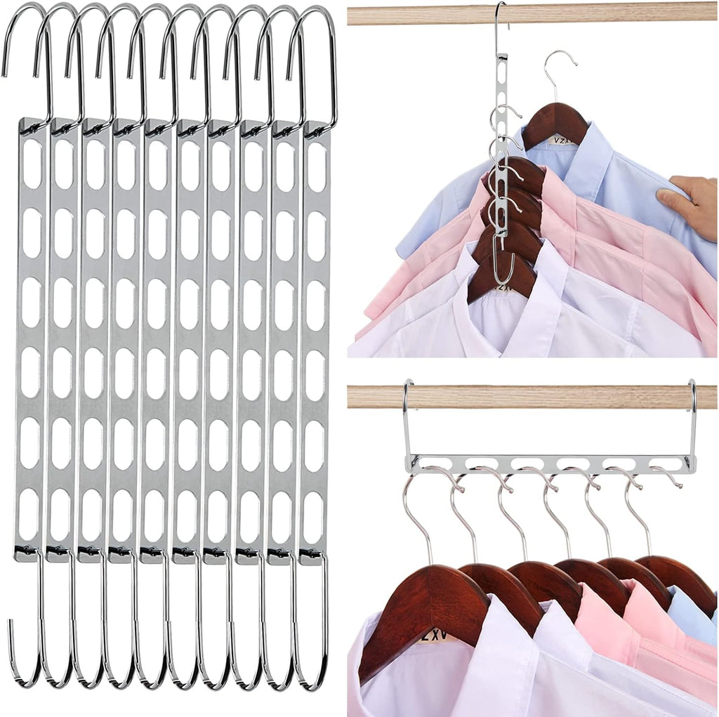 Metal Space Saving Hangers for Clothes, Collapsible Hanger Organizer 10Pack