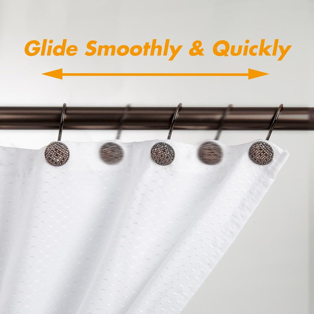 Pearlbee Bronze Shower Curtain Hooks, 12pcs,