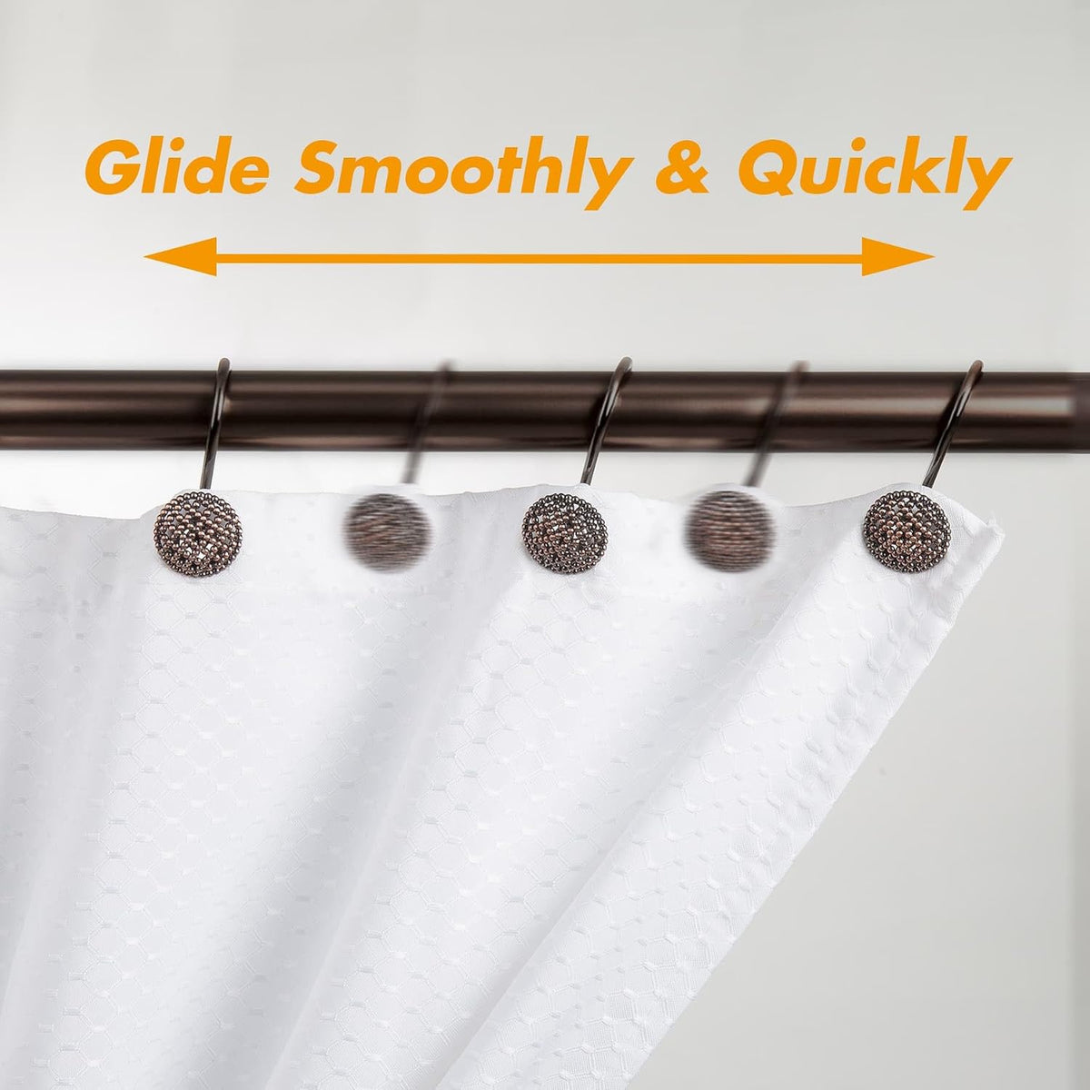 Pearlbee Bronze Shower Curtain Hooks, 12pcs,