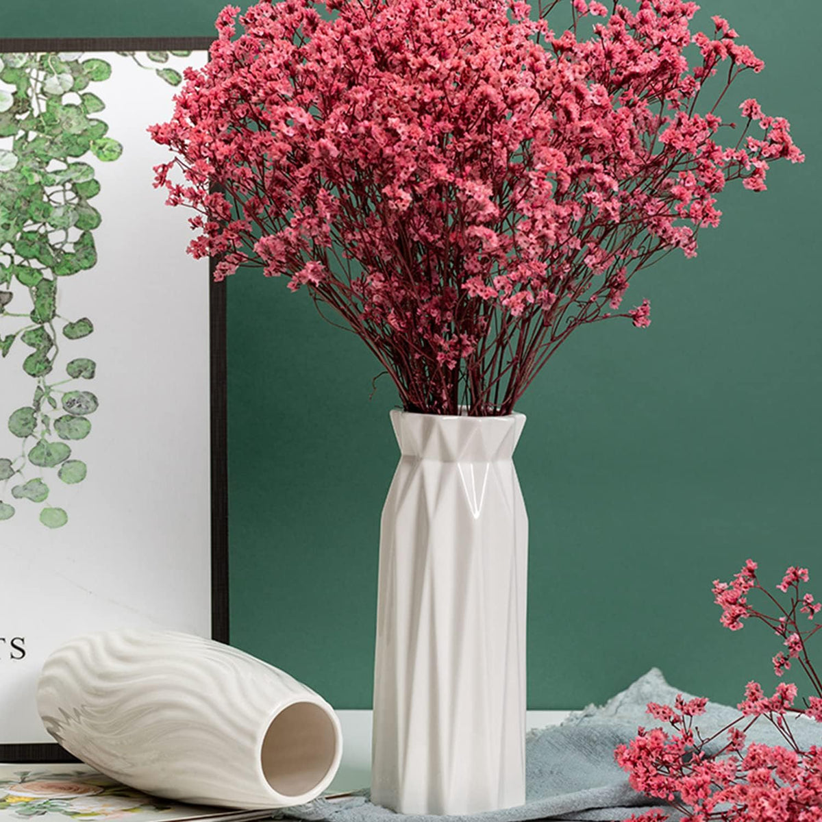 Disoza Ceramic Flower Vase Modern Home Decor Vases for Centerpieces White Minimalist Farmhouse 9.5" H x 3.9" W Cute Decorative Vases Flowers Tulip Pampas Grass Vase for Table Bathroom Shelf