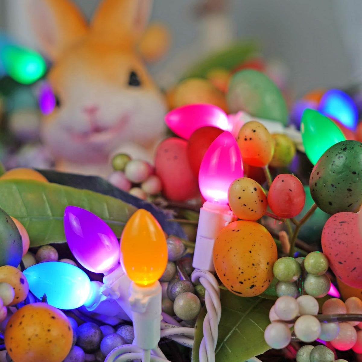 BOHON Easter Decorations Easter Lights String Plug in 50 LEDs Multi Color