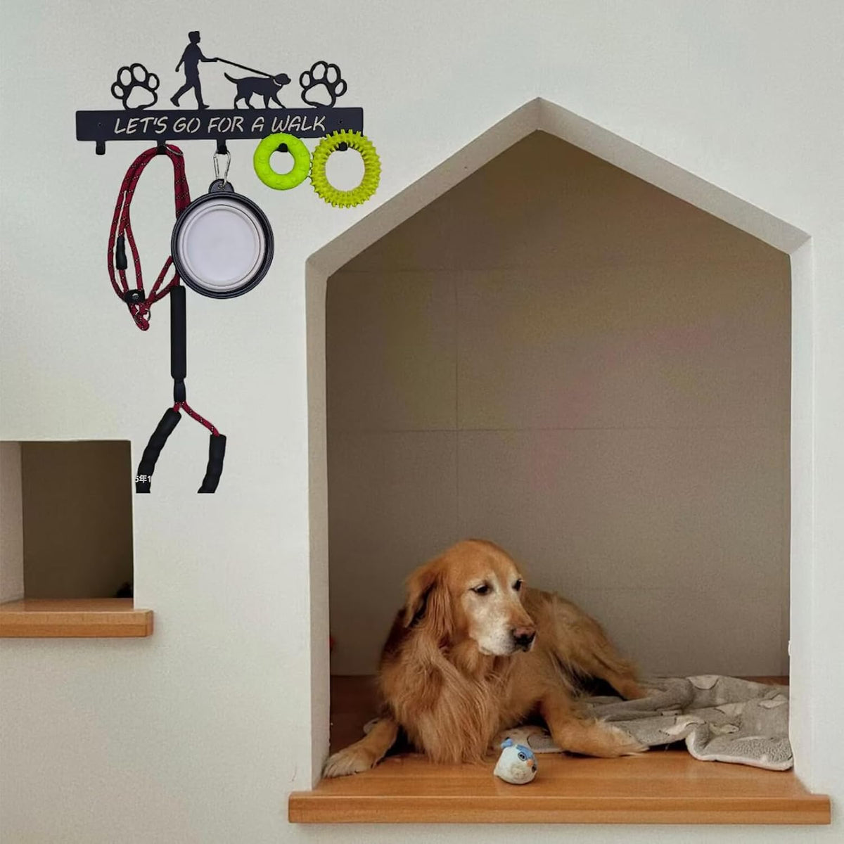 Dog Leash Holder Wall Mount, Dog Supply Organizer with 5 Hooks