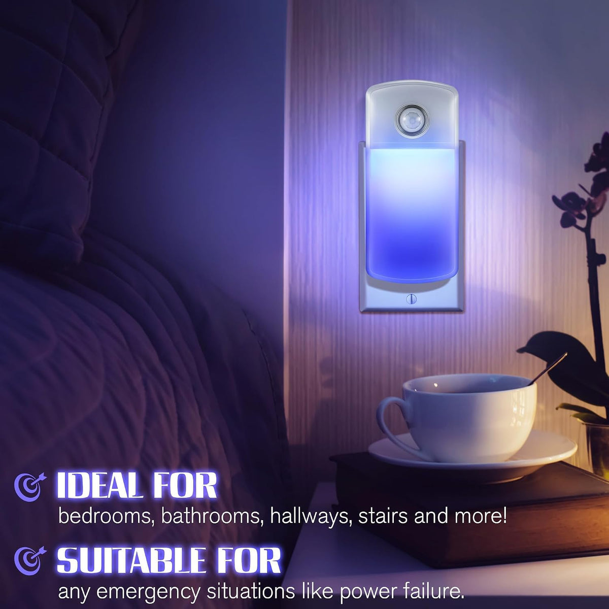 Enhon Emergency Power Failure 5-in-1 Multi Color LED Night Lights, 2 Pack