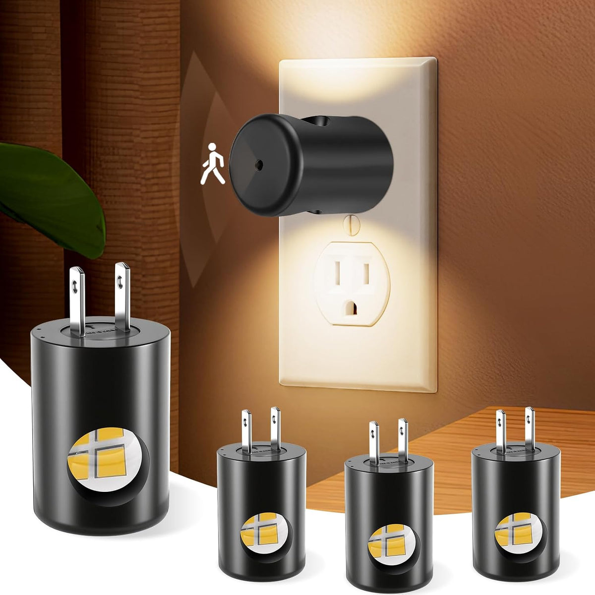 TSEXES LED Motion Sensor Night Light,Plug into Wall Night Light,4-Pack