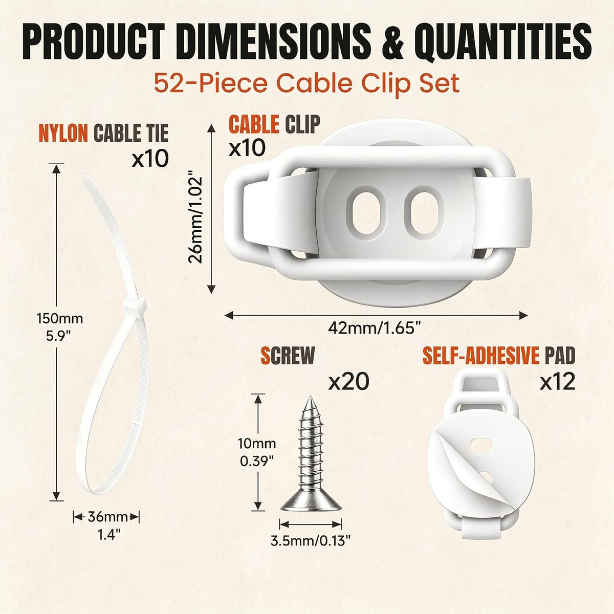 Upgraded 10 Pack Cable Clips Management,Adhesive Wire Organizers for Cords